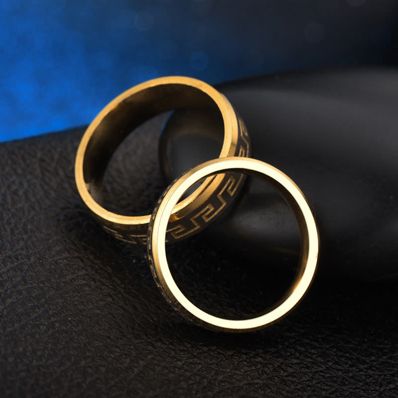 Wear FengShui Tibetan Great Wall Pattern Titanium Steel Balance Ring