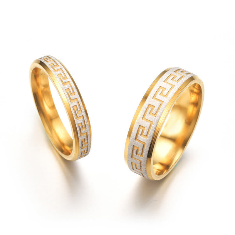 Wear FengShui Tibetan Great Wall Pattern Titanium Steel Balance Ring