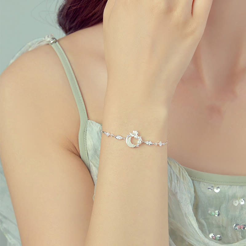 Wear FengShui Hetian Jade 925 Sterling Silver Cubic Zirconia Pearl Lotus Bracelet
