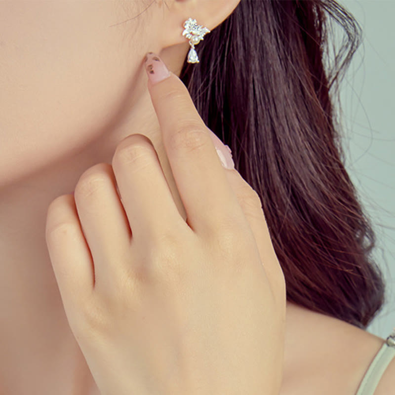 Wear FengShui Hetian Jade 925 Sterling Silver Cubic Zirconia Pearl Abundance Earrings