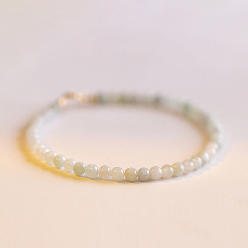 Wear FengShui 2mm Jade Ultra-thin Beads 14k Gold Plated Copper Luck Bracelet