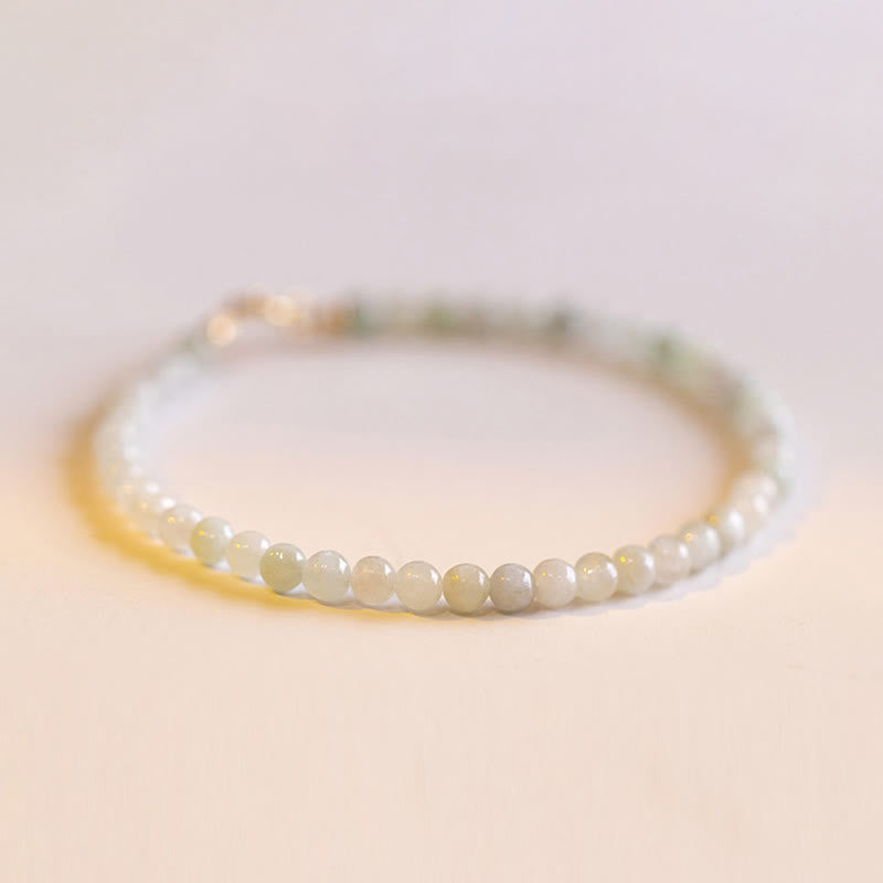 Wear FengShui 2mm Jade Ultra-thin Beads 14k Gold Plated Copper Luck Bracelet
