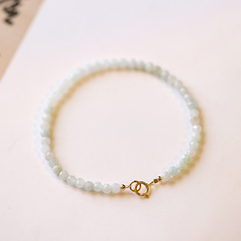 Wear FengShui 2mm Jade Ultra-thin Beads 14k Gold Plated Copper Luck Bracelet