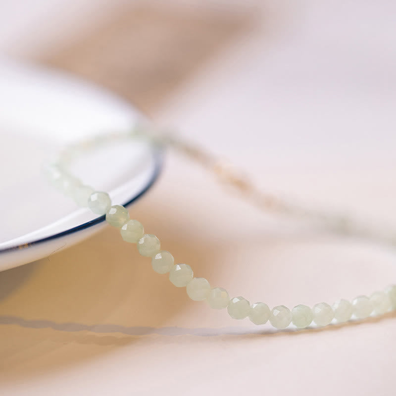 Wear FengShui 2mm Jade Ultra-thin Beads 14k Gold Plated Copper Luck Bracelet