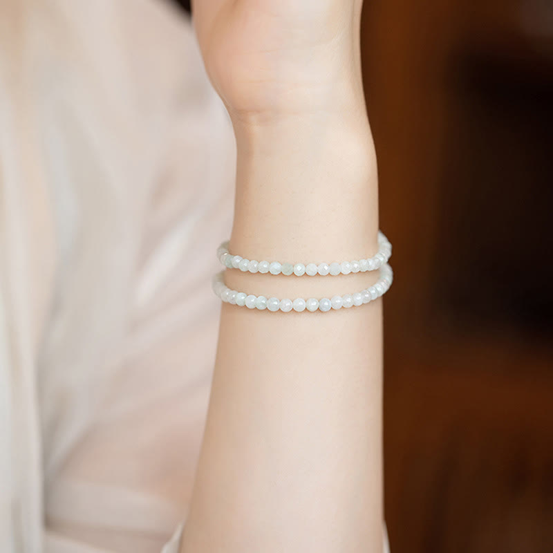 Wear FengShui 2mm Jade Ultra-thin Beads 14k Gold Plated Copper Luck Bracelet