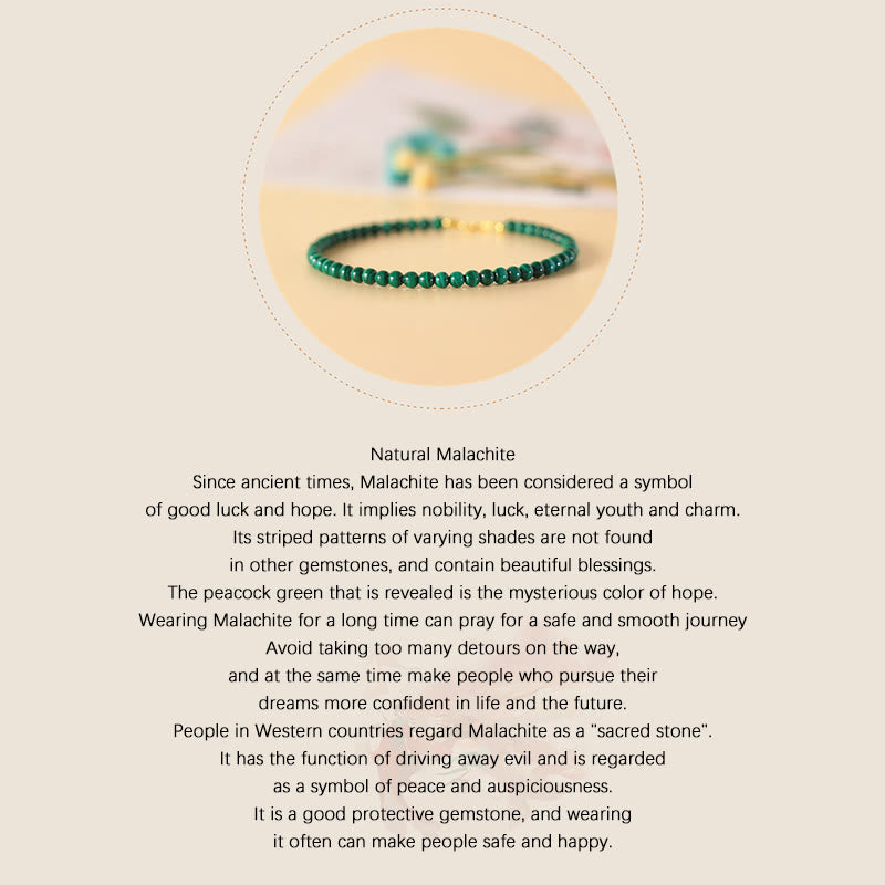 Wear FengShui 4mm Natural Malachite Beads 14k Gold Plated Copper Anti-anxiety Bracelet