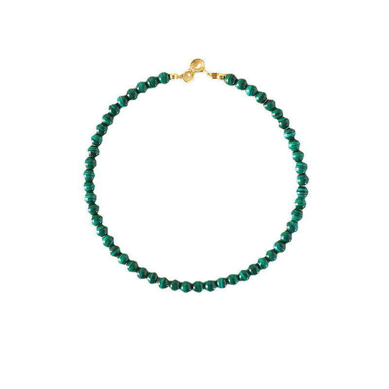 Wear FengShui 4mm Natural Malachite Beads 14k Gold Plated Copper Anti-anxiety Bracelet