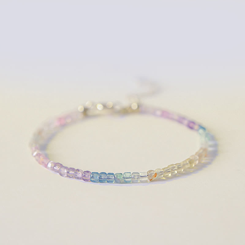 Wear FengShui 2.5mm Fluorite Ultra-thin Beads 14k Gold Plated Copper Heart Power Bracelet
