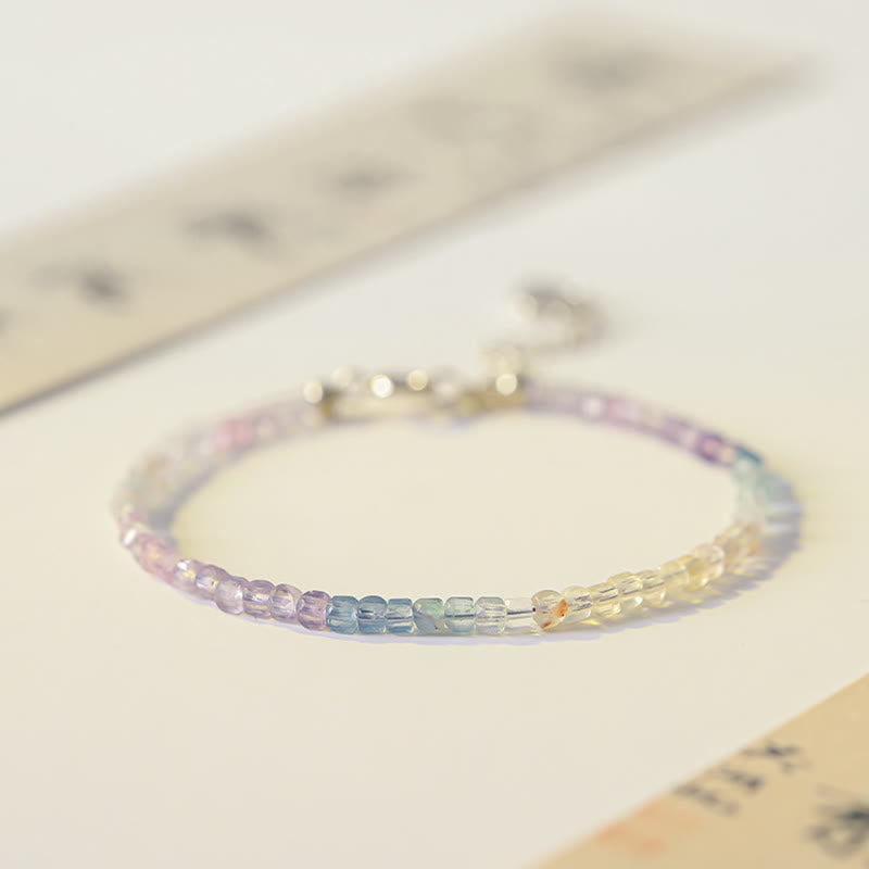 Wear FengShui 2.5mm Fluorite Ultra-thin Beads 14k Gold Plated Copper Heart Power Bracelet