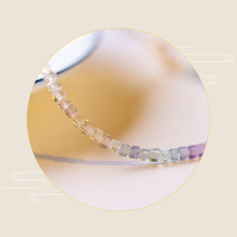 Wear FengShui 2.5mm Fluorite Ultra-thin Beads 14k Gold Plated Copper Heart Power Bracelet