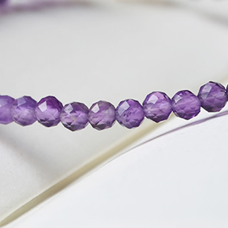 Wear FengShui 3mm Natural Amethyst Ultra-thin Beads 14k Gold Plated Copper Spiritual Awareness Bracelet