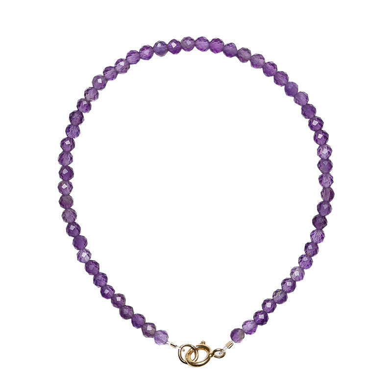 Wear FengShui 3mm Natural Amethyst Ultra-thin Beads 14k Gold Plated Copper Spiritual Awareness Bracelet