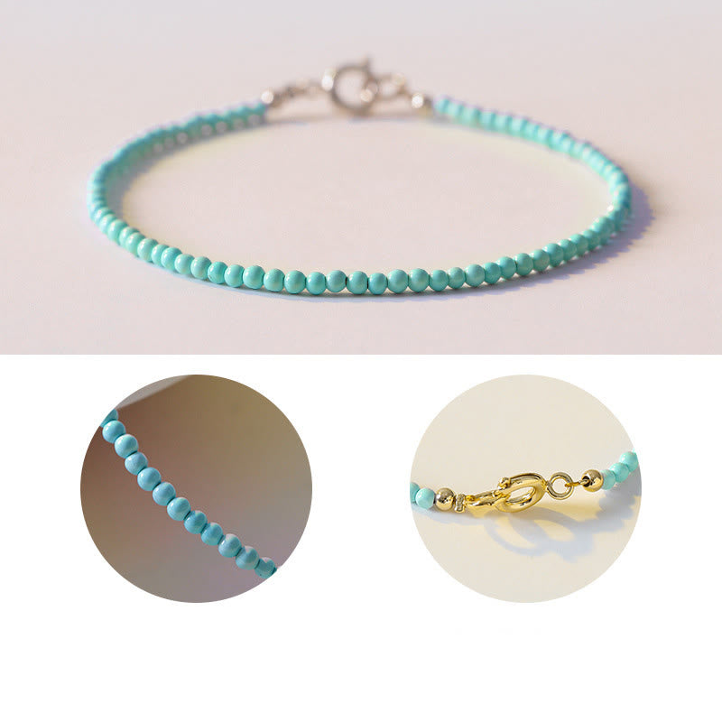 Wear FengShui 2mm Turquoise Ultra-thin Beads 14k Gold Plated Copper Wisdom Bracelet