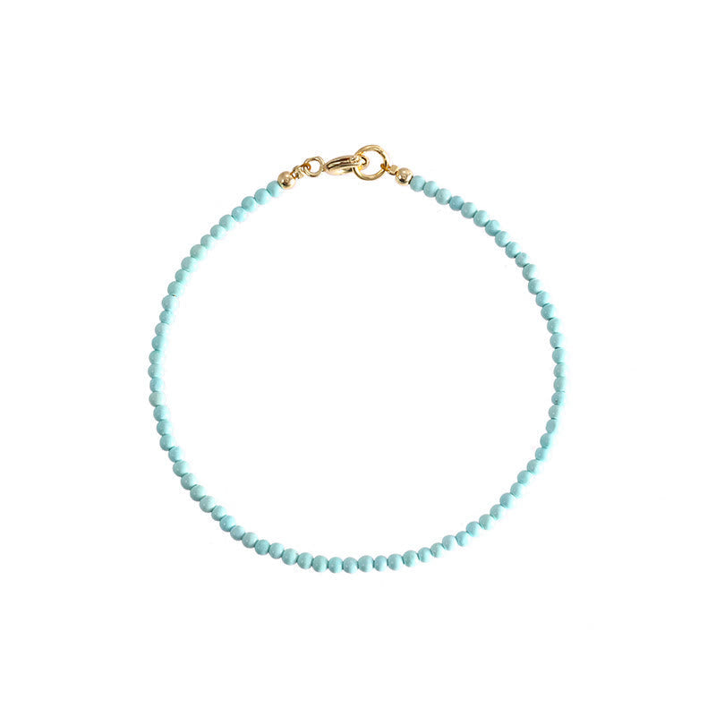 Wear FengShui 2mm Turquoise Ultra-thin Beads 14k Gold Plated Copper Wisdom Bracelet