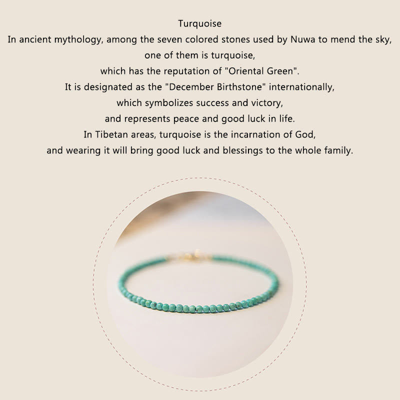 Wear FengShui 2mm Turquoise Ultra-thin Beads 14k Gold Plated Copper Wisdom Bracelet