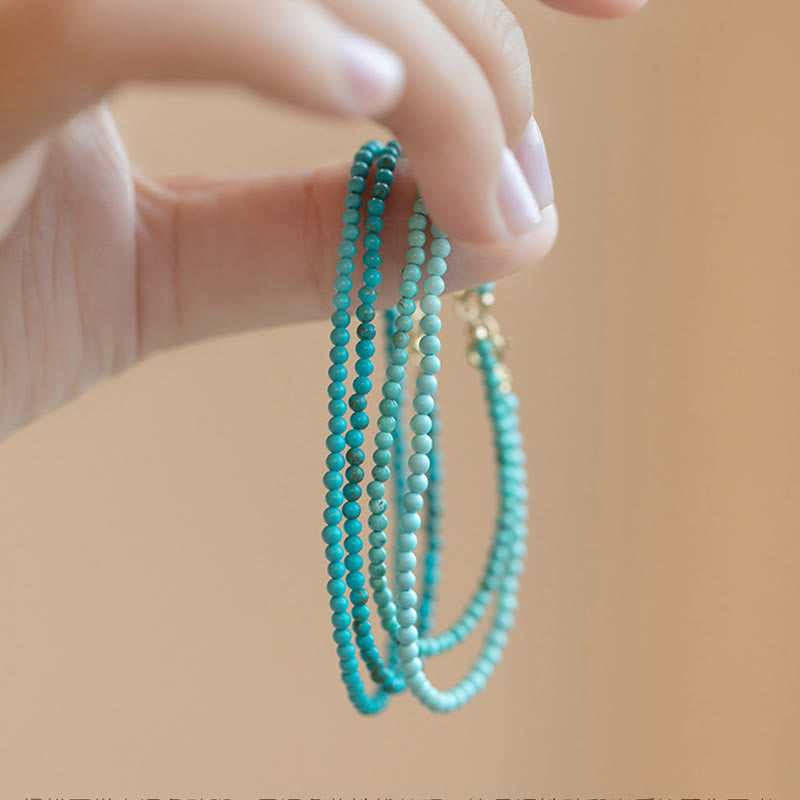 Wear FengShui 2mm Turquoise Ultra-thin Beads 14k Gold Plated Copper Wisdom Bracelet