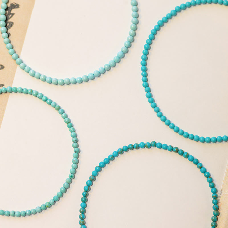 Wear FengShui 2mm Turquoise Ultra-thin Beads 14k Gold Plated Copper Wisdom Bracelet