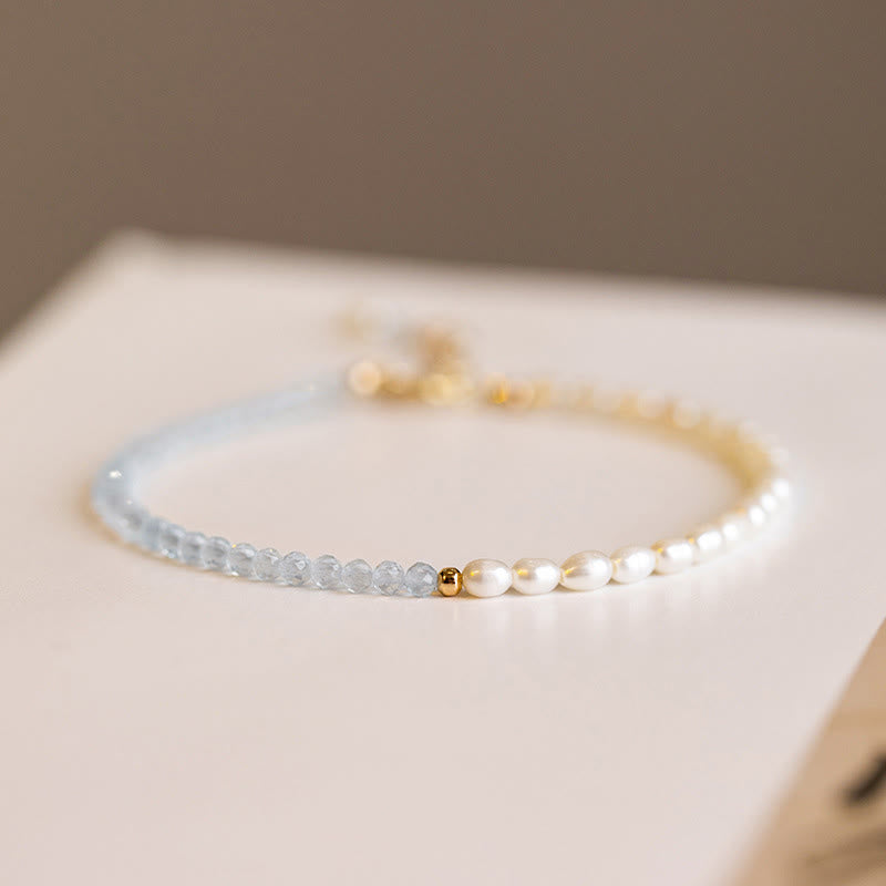 Wear FengShui 2mm Turquoise Pearl Ultra-thin Beads 14k Gold Plated Copper Wisdom Bracelet