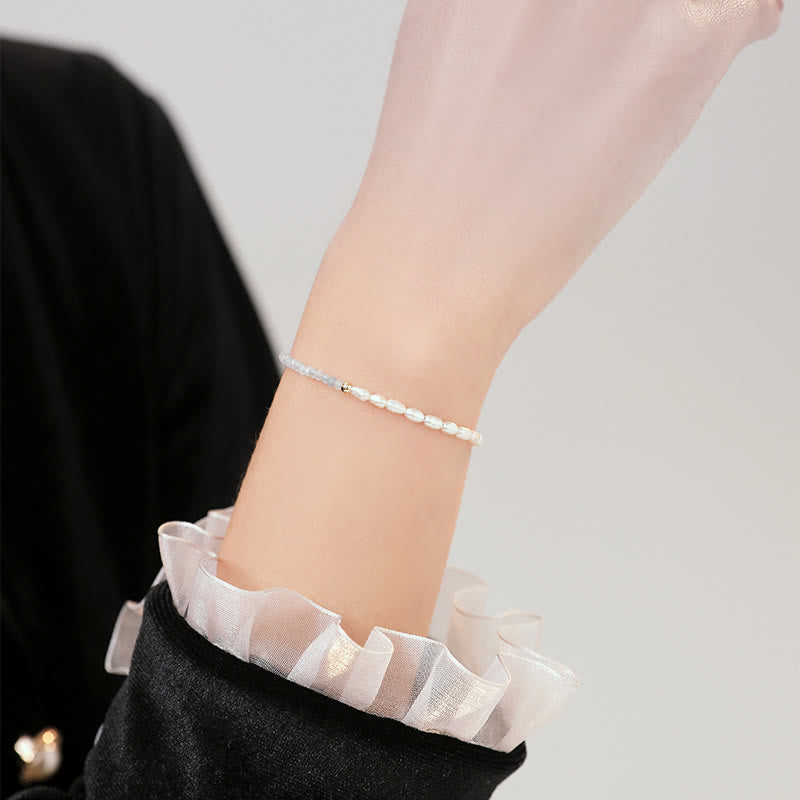 Wear FengShui 2mm Turquoise Pearl Ultra-thin Beads 14k Gold Plated Copper Wisdom Bracelet