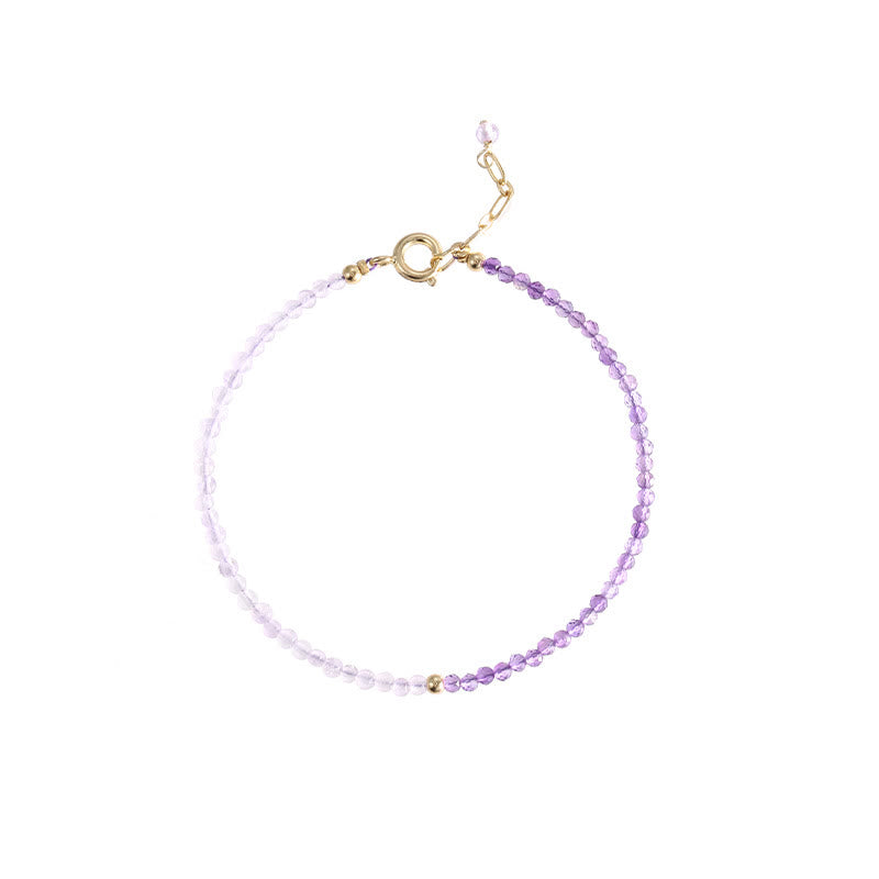 Wear FengShui 2.5mm Natural Amethyst Ultra-thin Beads 14k Gold Plated Copper Inner Peace Bracelet