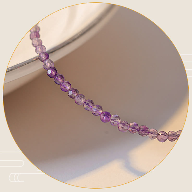 Wear FengShui 2.5mm Natural Amethyst Ultra-thin Beads 14k Gold Plated Copper Inner Peace Bracelet