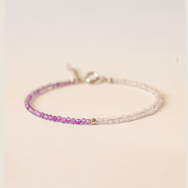 Wear FengShui 2.5mm Natural Amethyst Ultra-thin Beads 14k Gold Plated Copper Inner Peace Bracelet