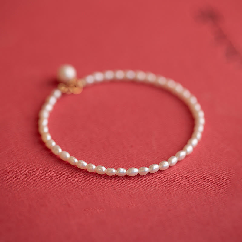 Wear FengShui 2mm Natural Pearl Ultra-thin Beads 14k Gold Plated Copper Wisdom Bracelet