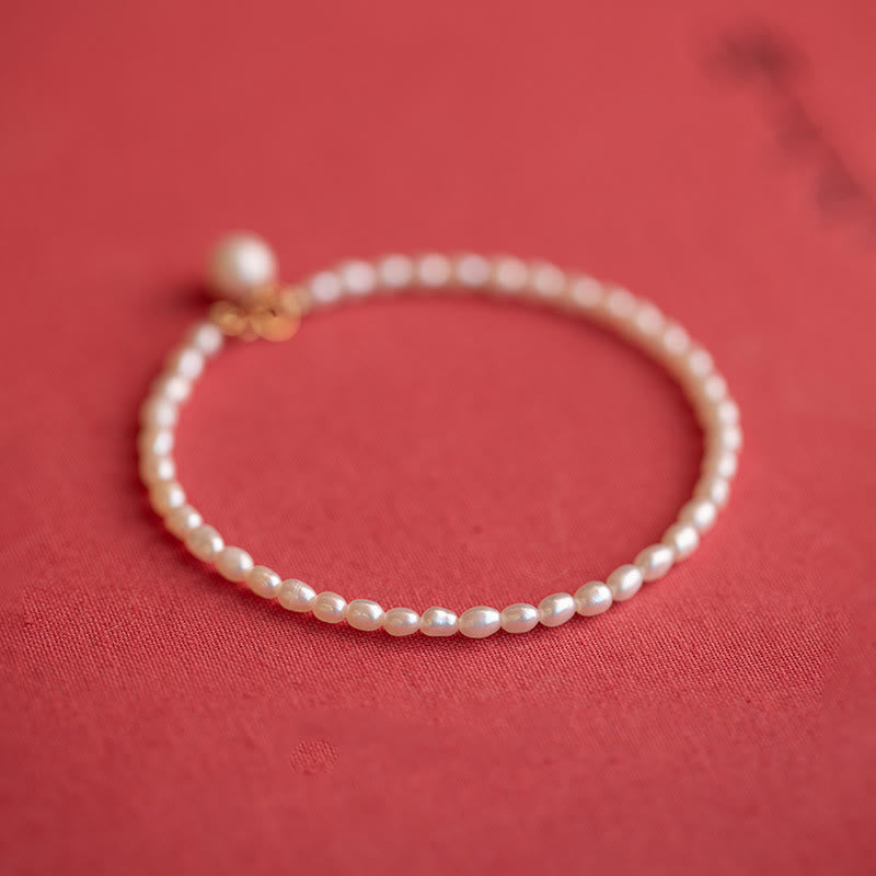 Wear FengShui 2mm Natural Pearl Ultra-thin Beads 14k Gold Plated Copper Wisdom Bracelet