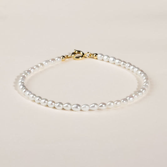 Wear FengShui 2mm Natural Pearl Ultra-thin Beads 14k Gold Plated Copper Wisdom Bracelet