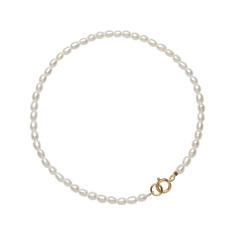 Wear FengShui 2mm Natural Pearl Ultra-thin Beads 14k Gold Plated Copper Wisdom Bracelet