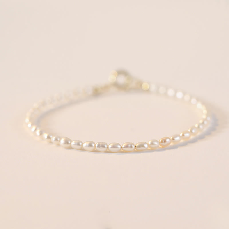 Wear FengShui 2mm Natural Pearl Ultra-thin Beads 14k Gold Plated Copper Wisdom Bracelet