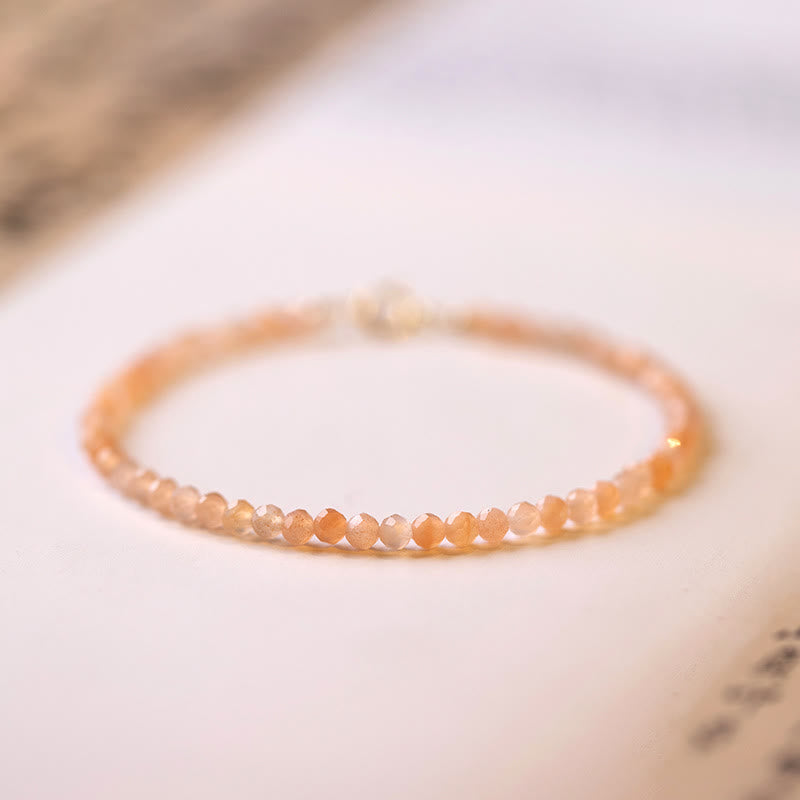 Wear FengShui 3mm Sun Stone Ultra-thin Beads 14k Gold Plated Copper Wealth Bracelet