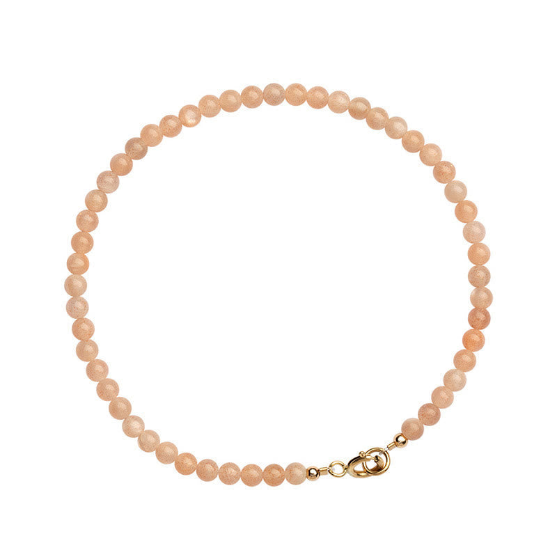 Wear FengShui 3mm Sun Stone Ultra-thin Beads 14k Gold Plated Copper Wealth Bracelet