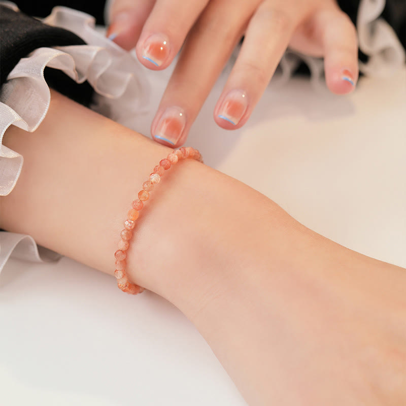 Wear FengShui 3mm Sun Stone Ultra-thin Beads 14k Gold Plated Copper Wealth Bracelet