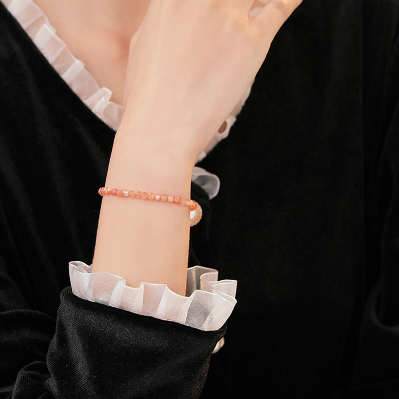 Wear FengShui 3mm Sun Stone Ultra-thin Beads 14k Gold Plated Copper Wealth Bracelet