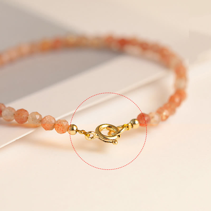 Wear FengShui 3mm Sun Stone Ultra-thin Beads 14k Gold Plated Copper Wealth Bracelet