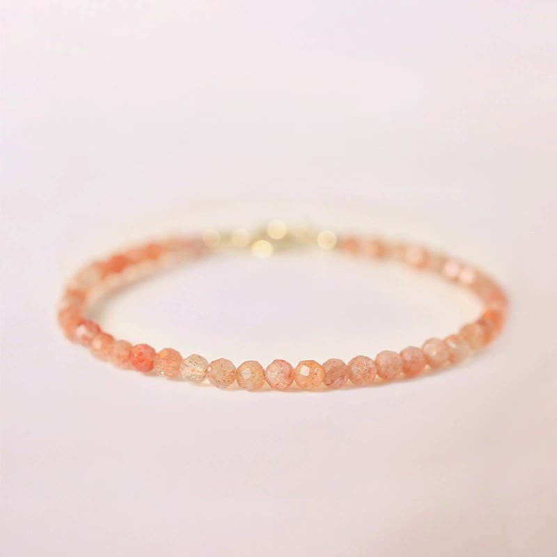 Wear FengShui 3mm Sun Stone Ultra-thin Beads 14k Gold Plated Copper Wealth Bracelet