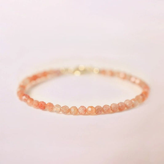 Wear FengShui 3mm Sun Stone Ultra-thin Beads 14k Gold Plated Copper Wealth Bracelet