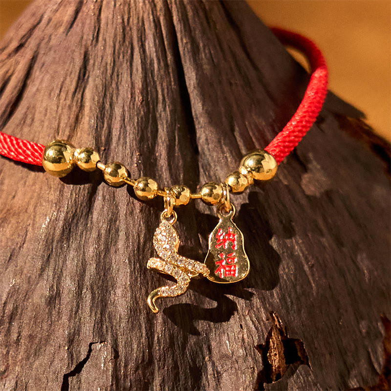 Wear FengShui Handmade Red String Fu Character Year Of The Snake Protection Braided Bracelet