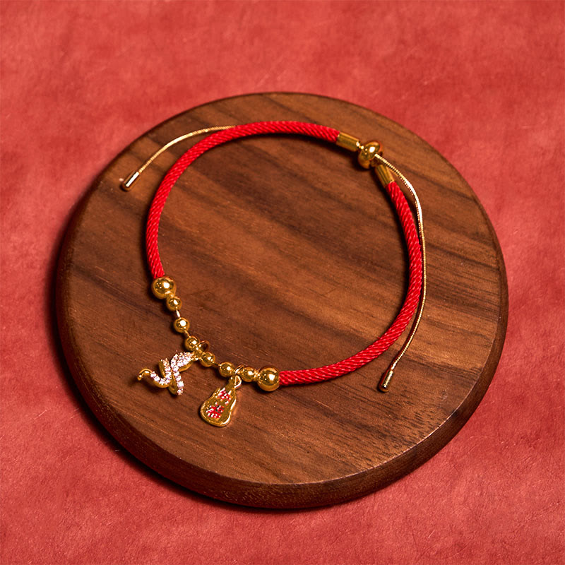 Wear FengShui Handmade Red String Fu Character Year Of The Snake Protection Braided Bracelet