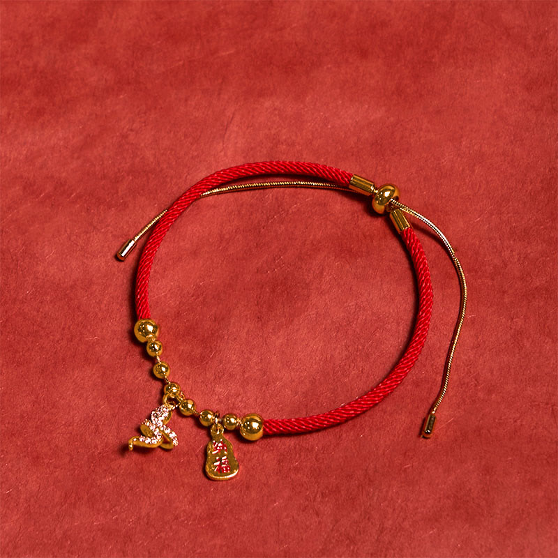 Wear FengShui Handmade Red String Fu Character Year Of The Snake Protection Braided Bracelet