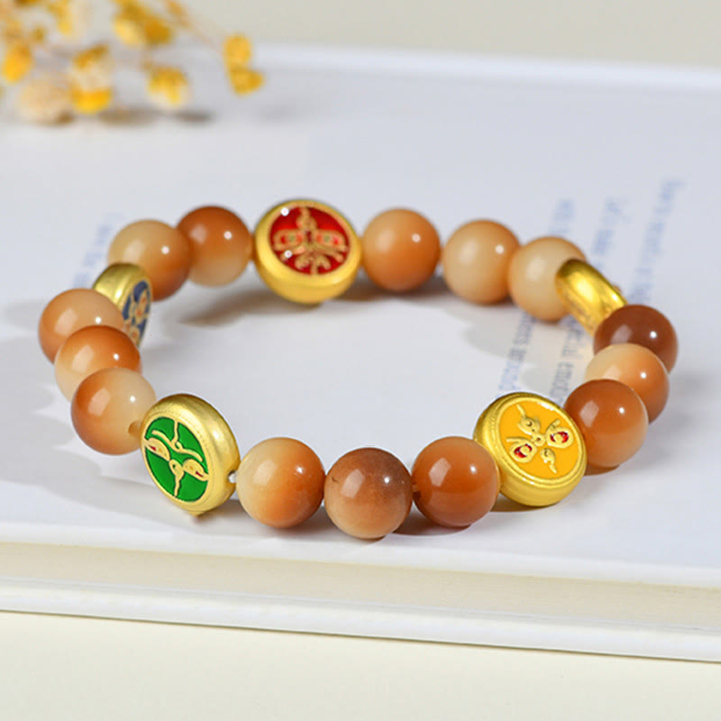 Wear FengShui Bodhi Seed Five Directions Gods of Wealth Wisdom Bracelet