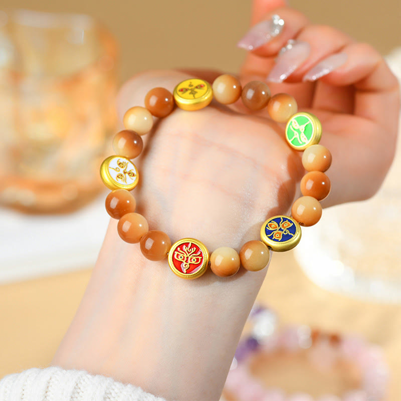 Wear FengShui Bodhi Seed Five Directions Gods of Wealth Wisdom Bracelet