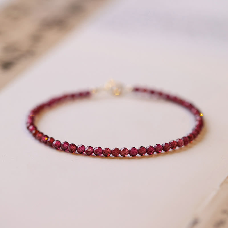 Wear FengShui 3mm Natural Small Garnet Ultra-Thin Beads Protection Bracelet