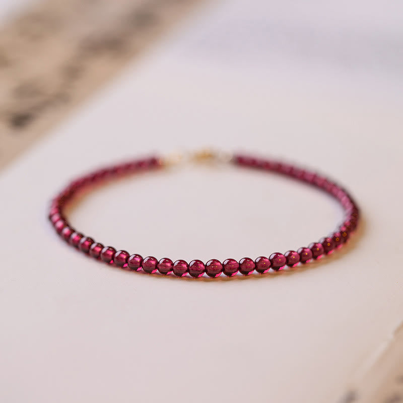 Wear FengShui 3mm Natural Small Garnet Ultra-Thin Beads Protection Bracelet