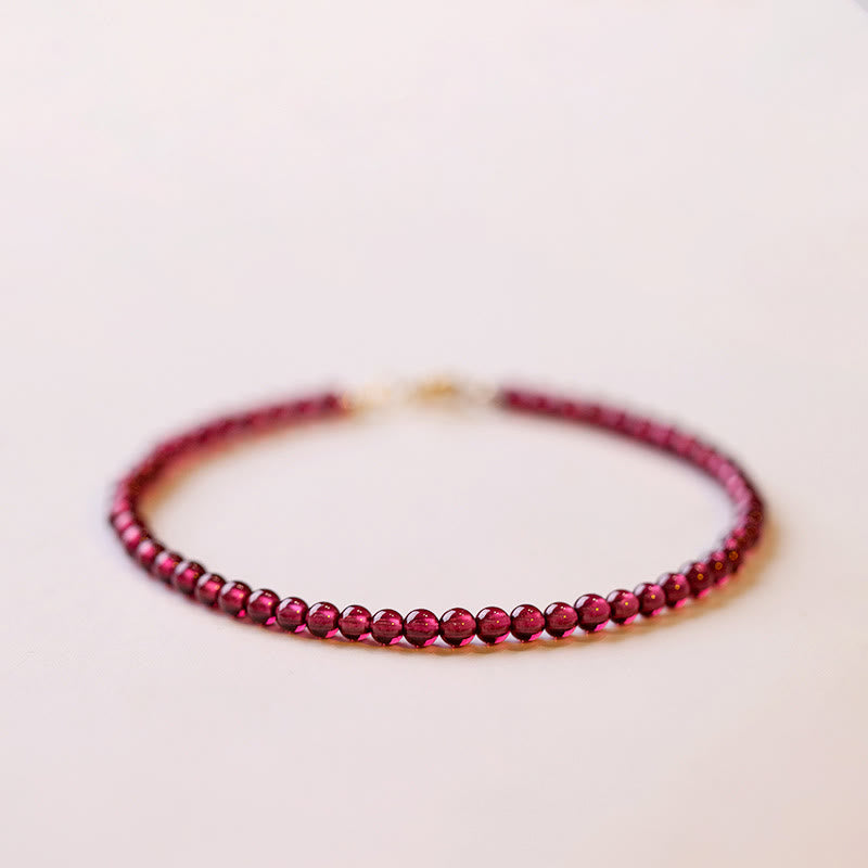 Wear FengShui 3mm Natural Small Garnet Ultra-Thin Beads Protection Bracelet