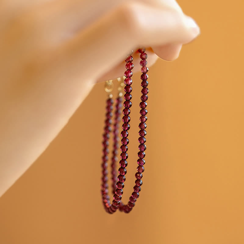 Wear FengShui 3mm Natural Small Garnet Ultra-Thin Beads Protection Bracelet