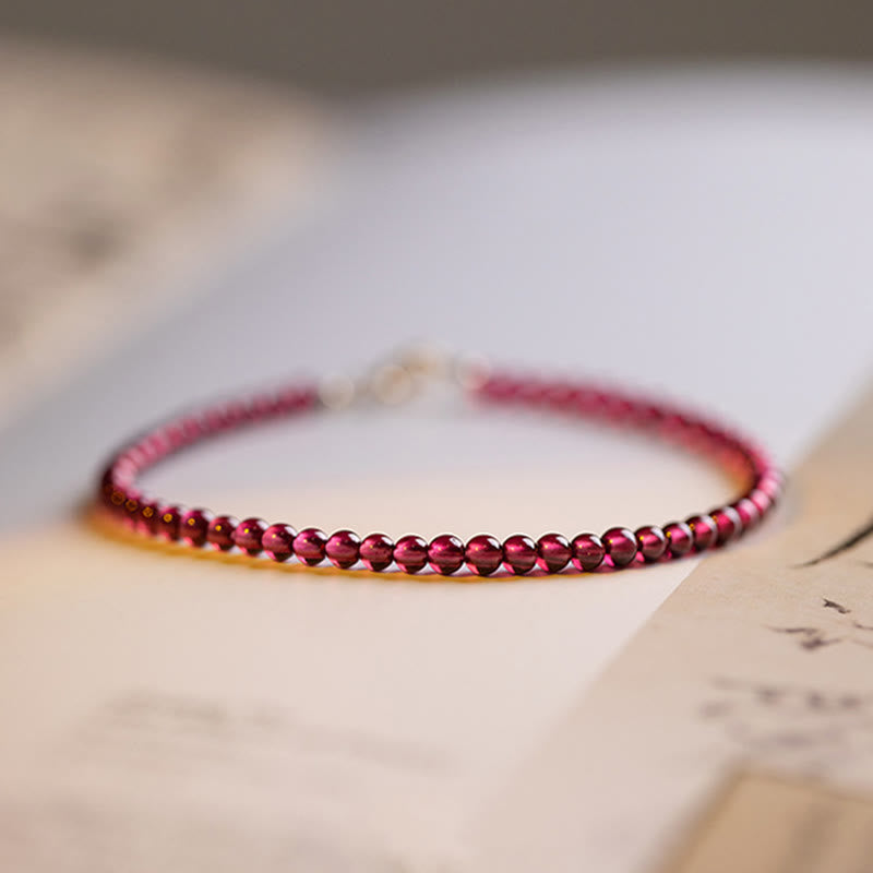 Wear FengShui 3mm Natural Small Garnet Ultra-Thin Beads Protection Bracelet