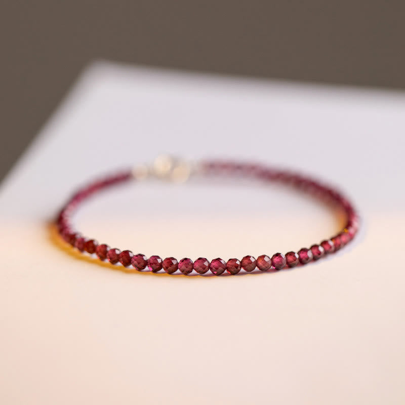 Wear FengShui 3mm Natural Small Garnet Ultra-Thin Beads Protection Bracelet