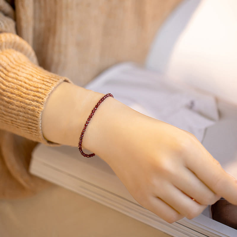 Wear FengShui 3mm Natural Small Garnet Ultra-Thin Beads Protection Bracelet